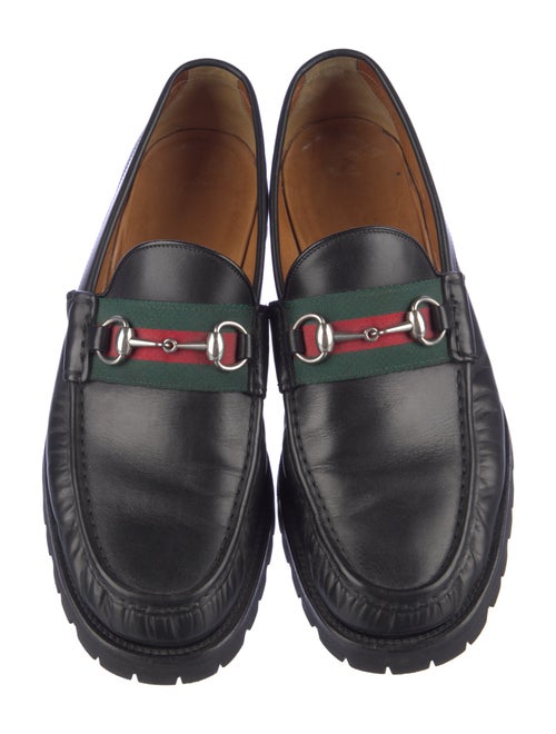 Gucci Web Accent Leather Loafers