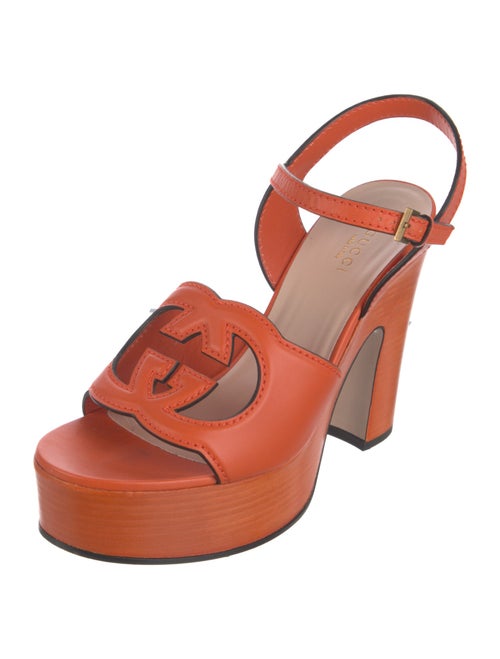 Gucci Interlocking G Logo Leather Slingback Sandals