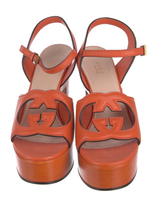 Gucci Interlocking G Logo Leather Slingback Sandals