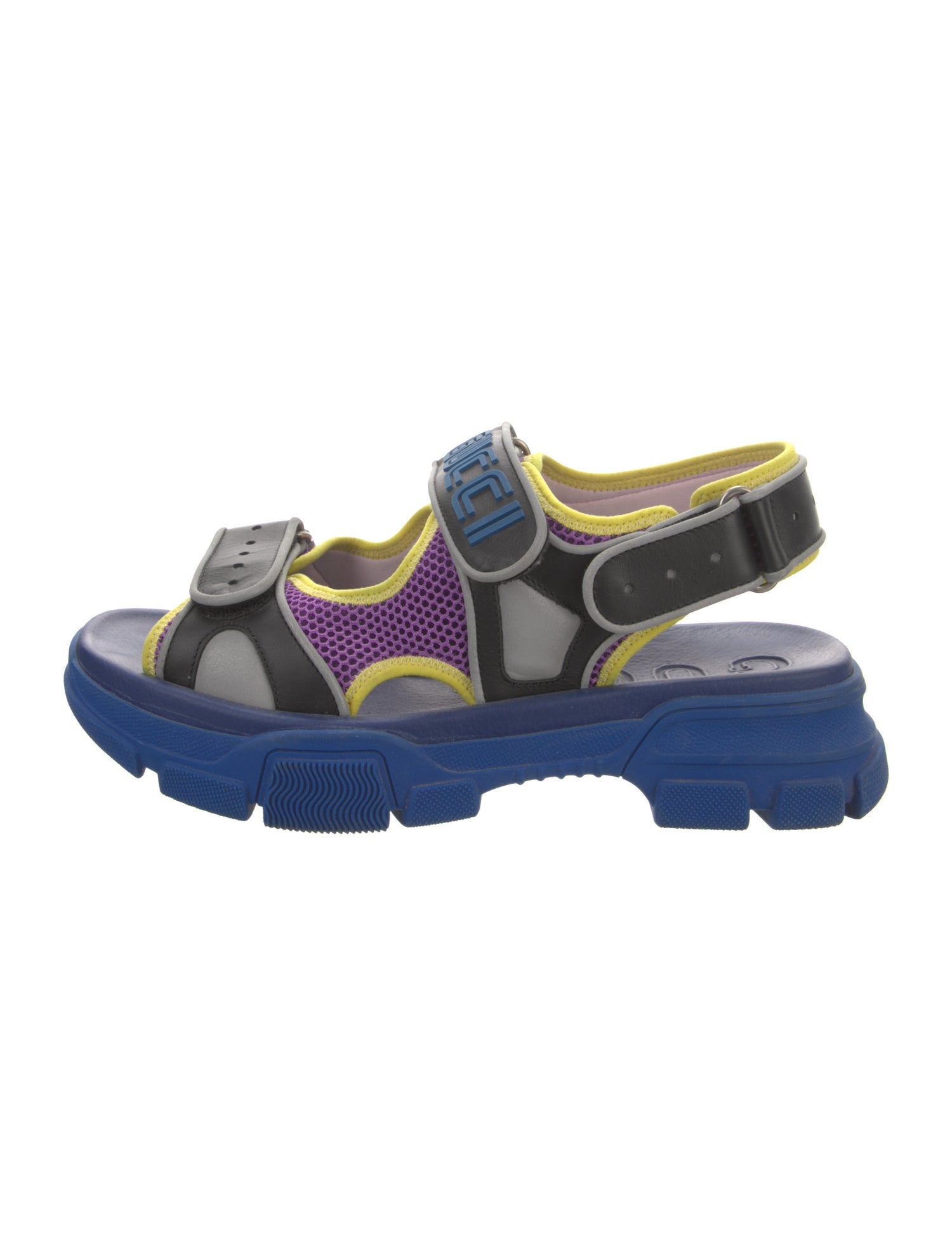 Gucci Leather Colorblock Pattern Slingback Sandals