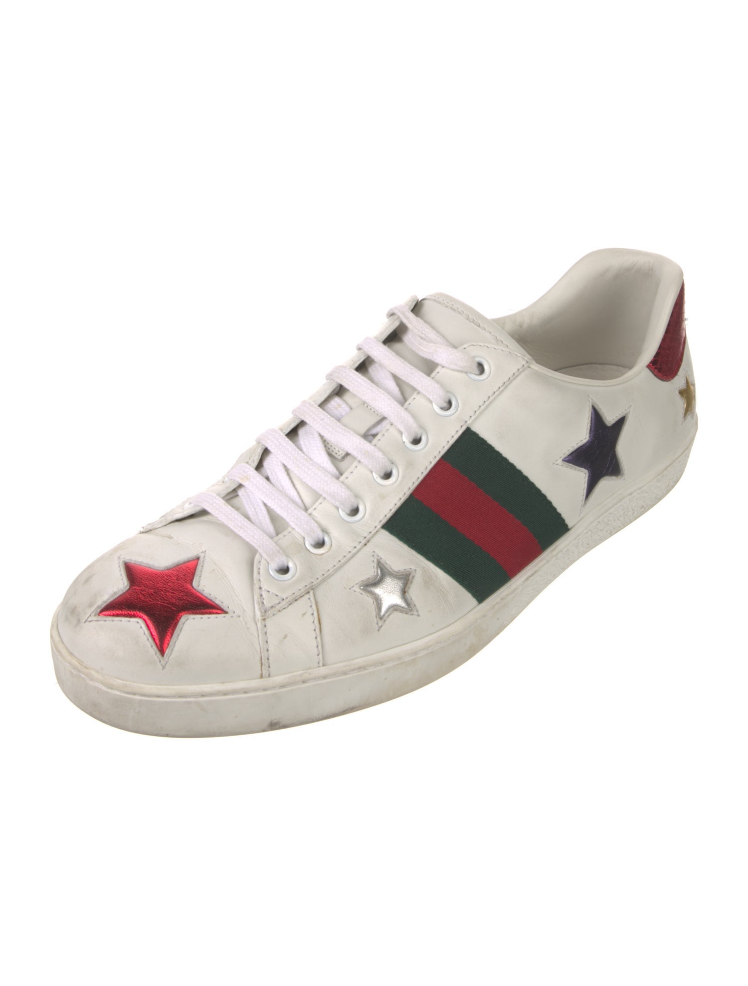Gucci Web Accent Leather Sneakers