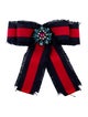 Gucci Crystal & Ribbon Grosgrain Bow Brooch