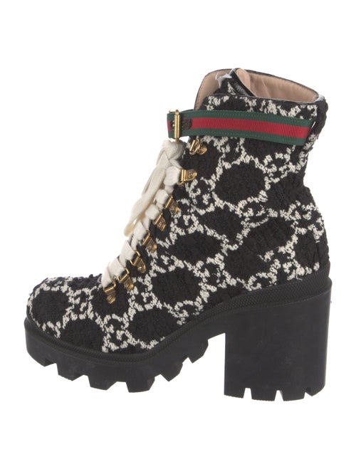 Gucci GG Logo Tweed Combat Boots