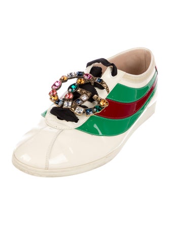 Gucci Double G Logo Patent Leather Sneakers
