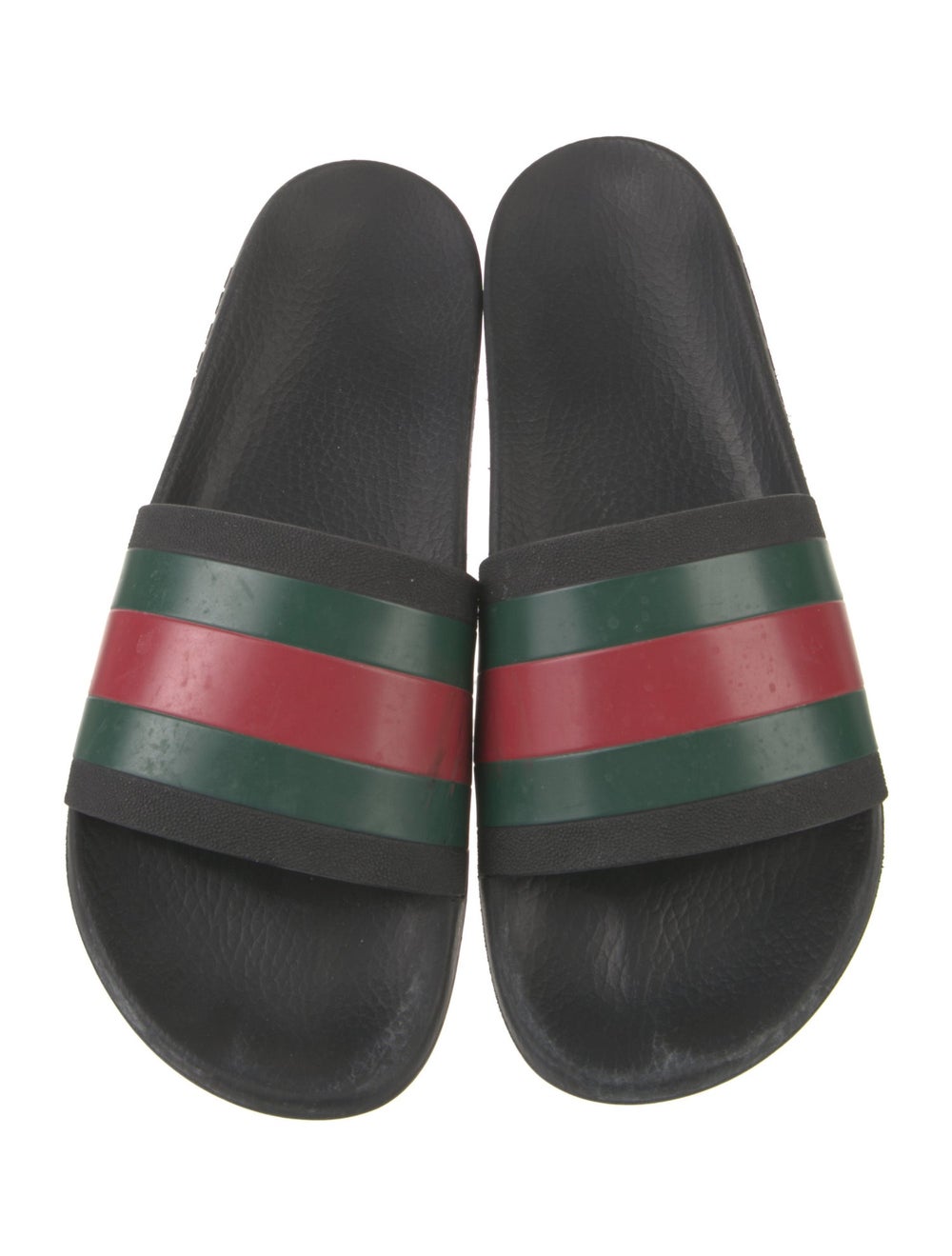 Gucci Rubber Slides Black Colorblock Pattern Web … - image 3