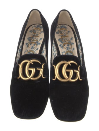 Gucci GG Marmont Victoire Block Heel Pumps Double G Logo Pumps