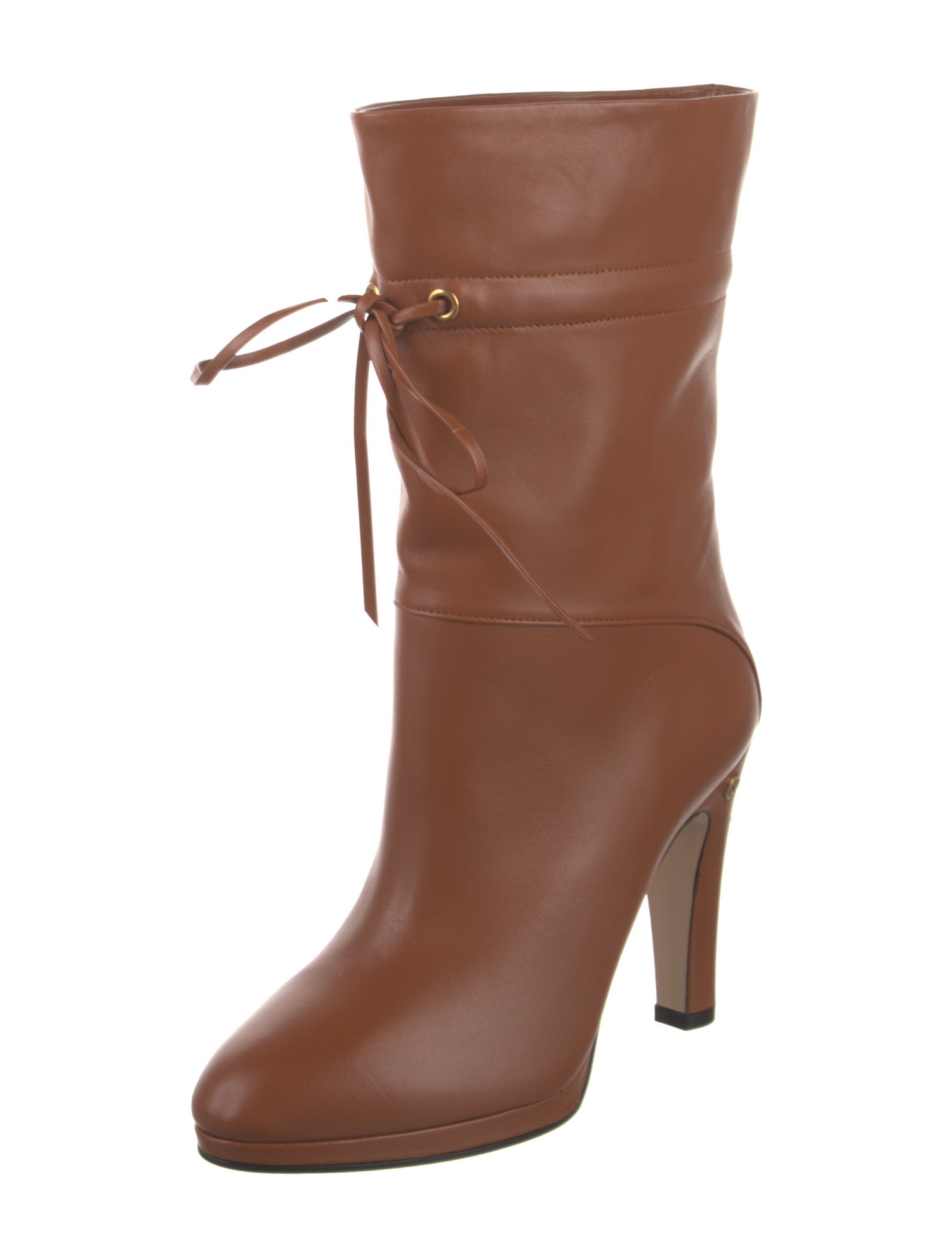 Gucci Double G Logo Leather Lace-Up Boots