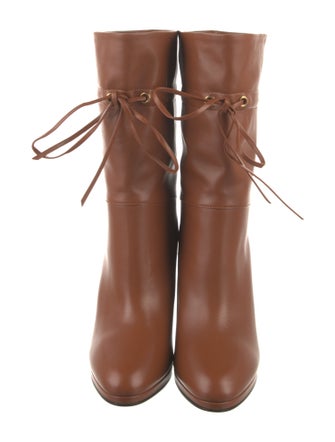 Gucci Double G Logo Leather Lace-Up Boots