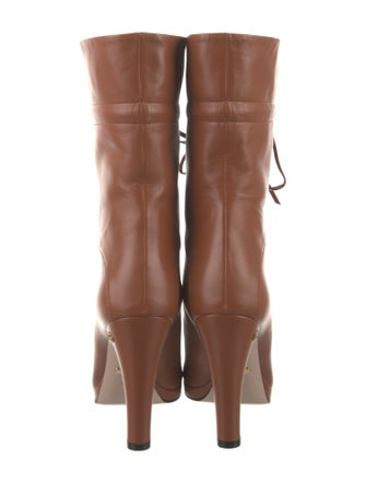 Gucci Double G Logo Leather Lace-Up Boots