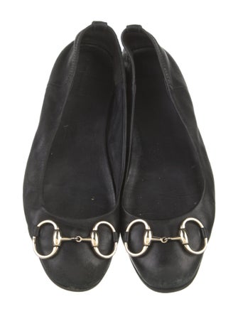 Gucci Horsebit Accent Leather Ballet Flats