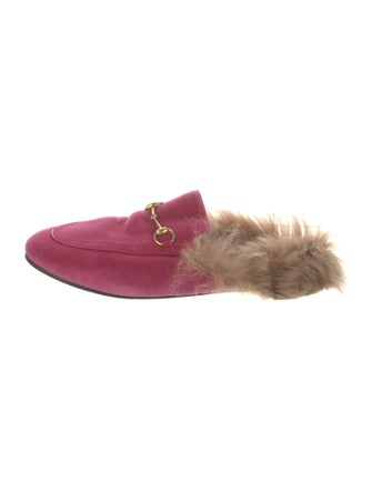 Gucci Velvet Fur Trim Mules