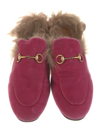 Gucci Velvet Fur Trim Mules