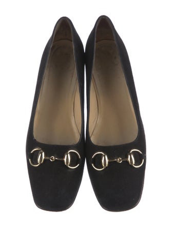 Gucci Horsebit Accent Suede Pumps