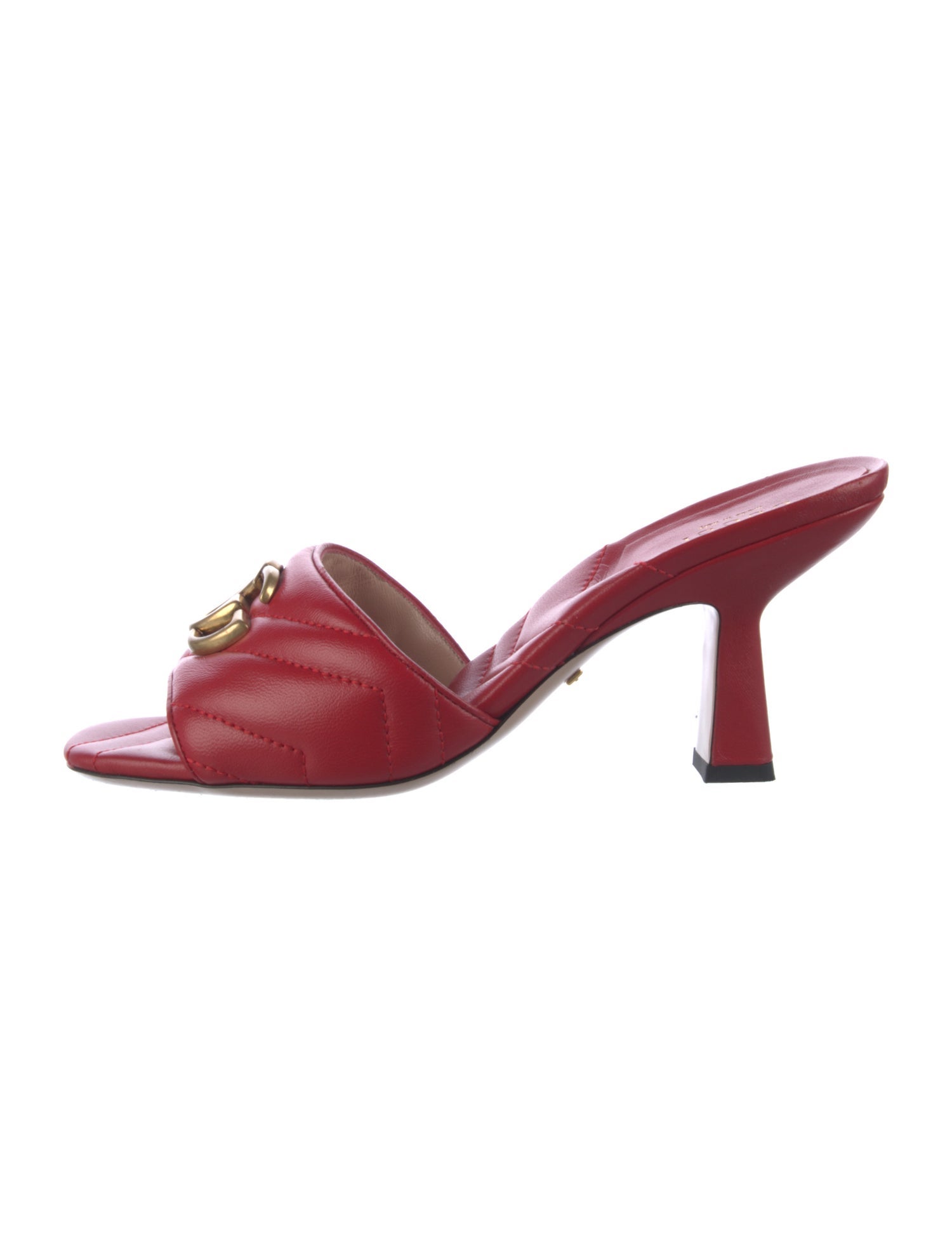 Gucci Double G Logo Leather Slides