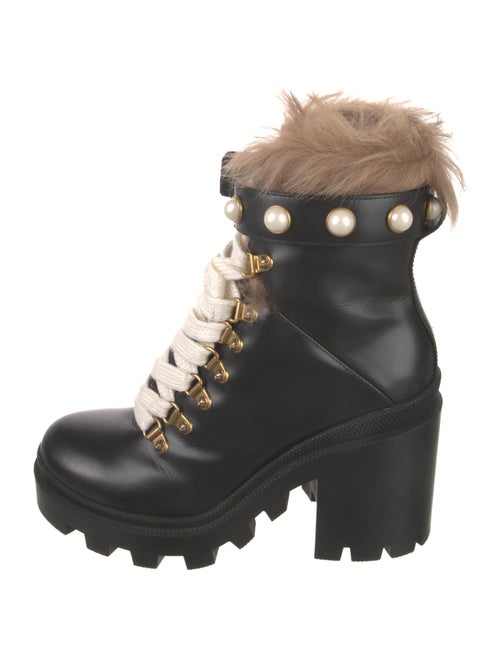 Gucci Magnum Faux Pearl Accents Combat Boots