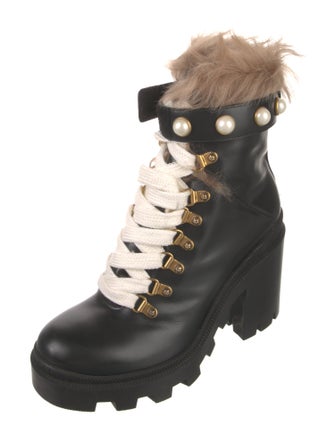 Gucci Magnum Faux Pearl Accents Combat Boots