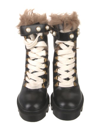 Gucci Magnum Faux Pearl Accents Combat Boots