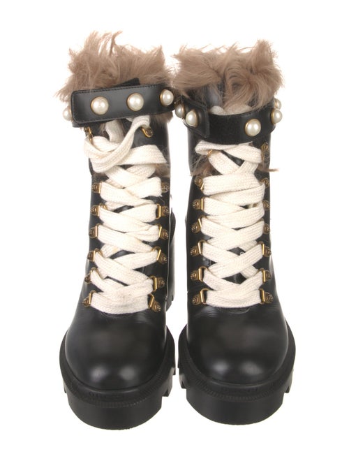 Gucci Magnum Faux Pearl Accents Combat Boots