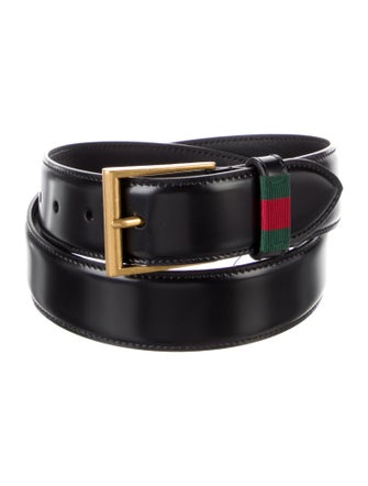 Gucci Web Accent Leather Waist Belt