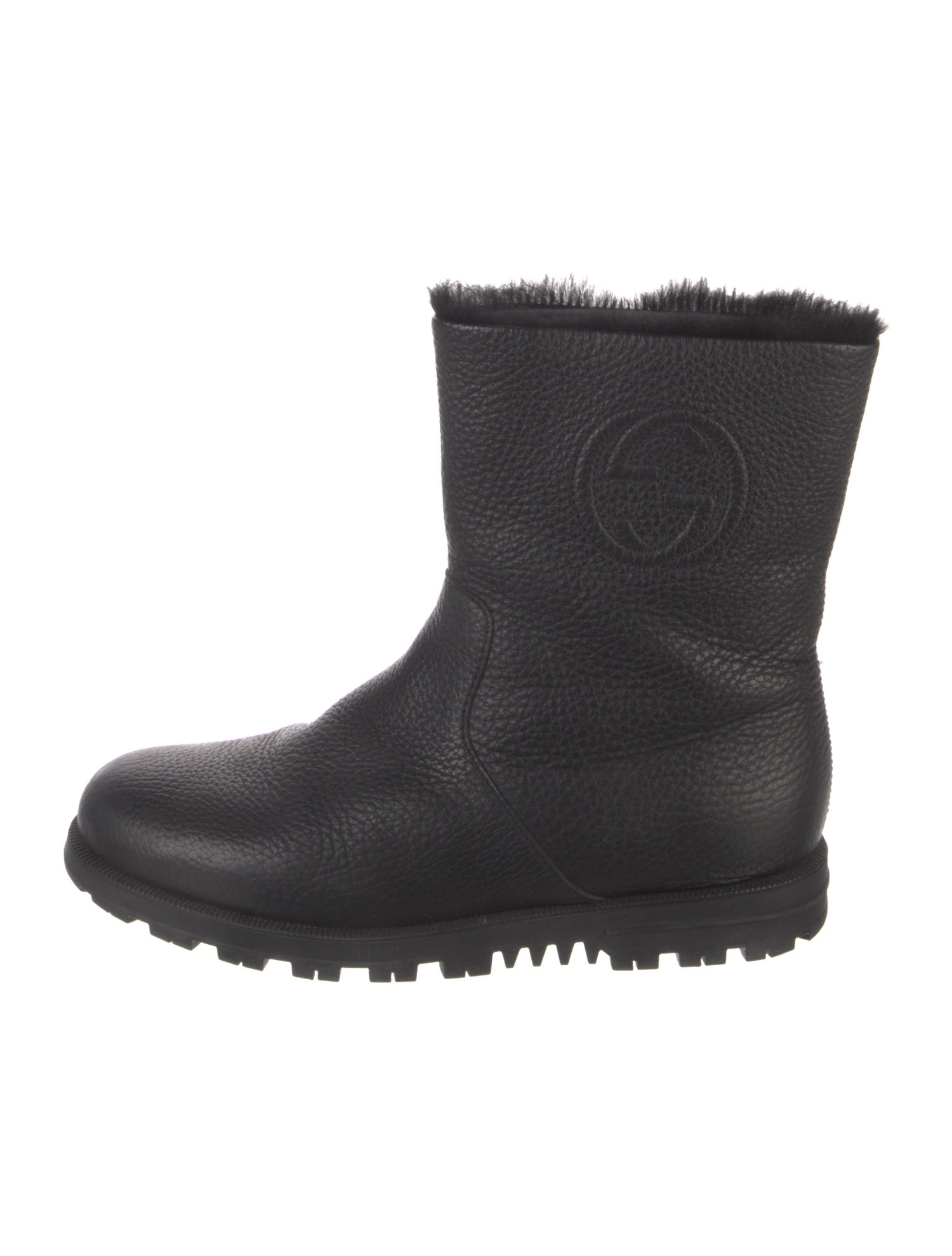 Gucci Interlocking G Logo Leather Moto Boots