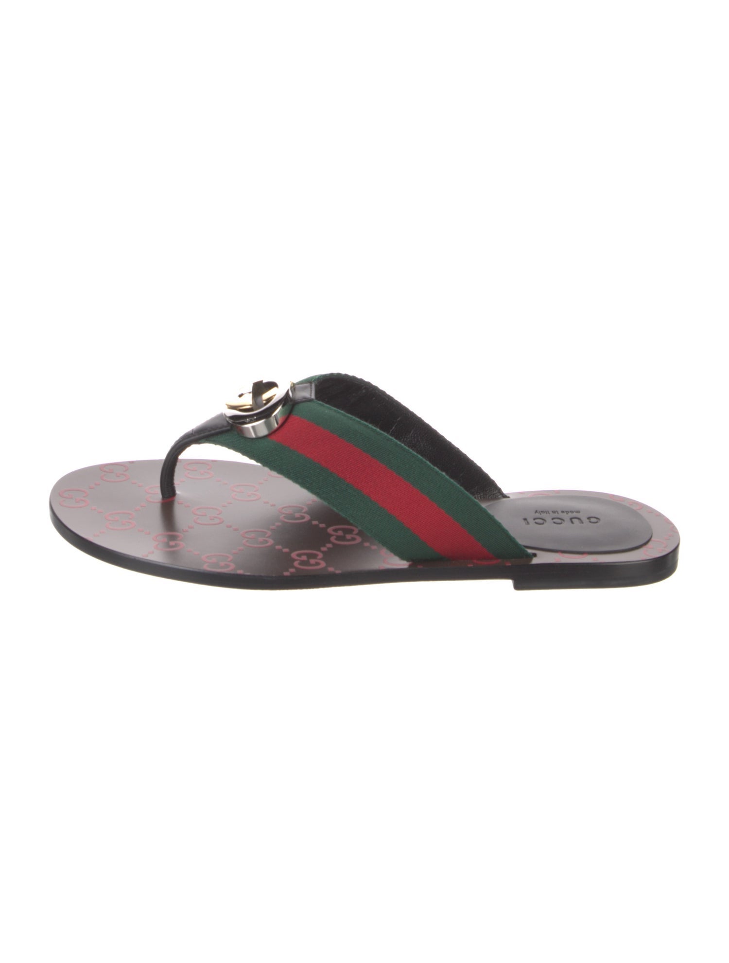 Gucci Web Accent Canvas Flip Flops