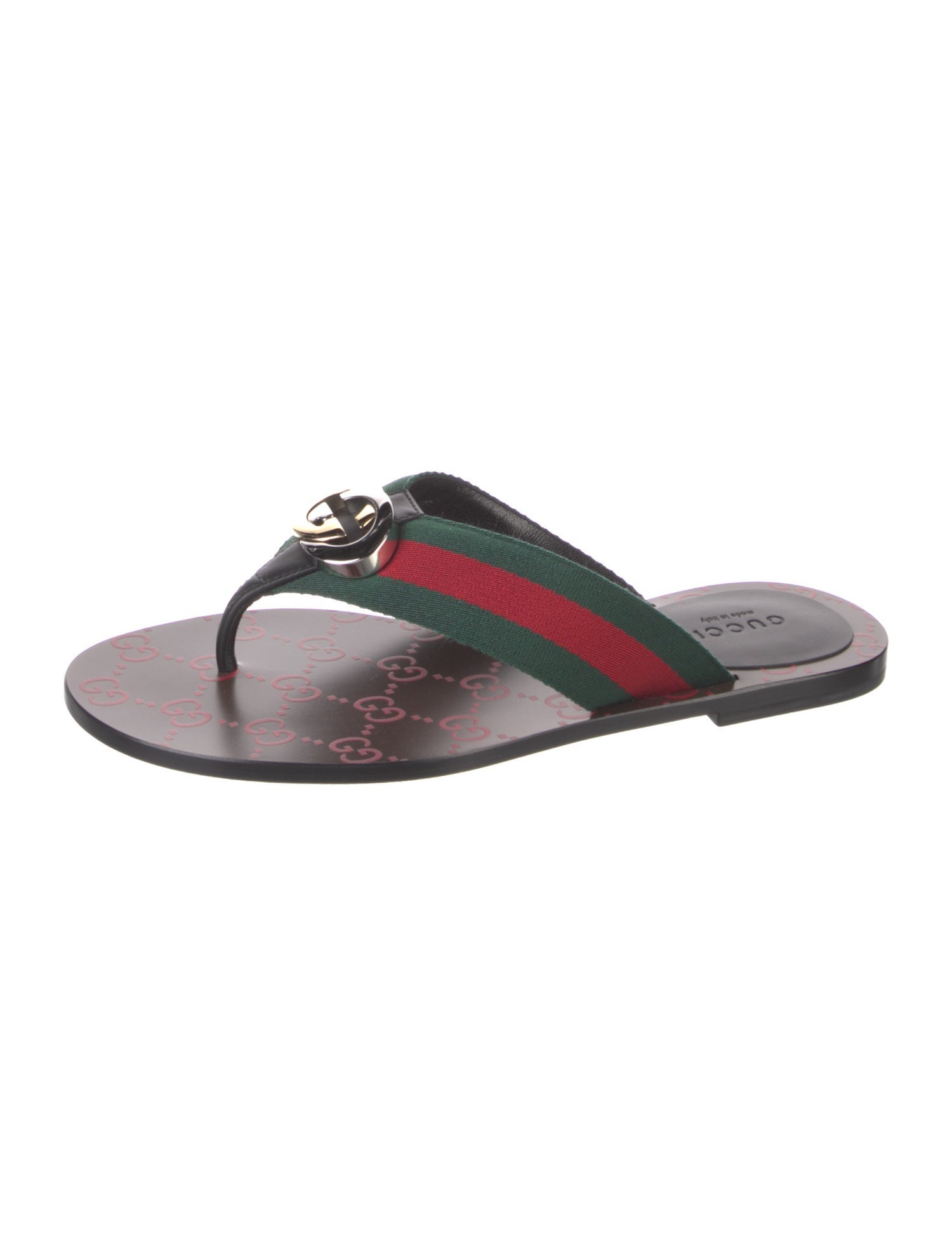 Gucci Web Accent Canvas Flip Flops