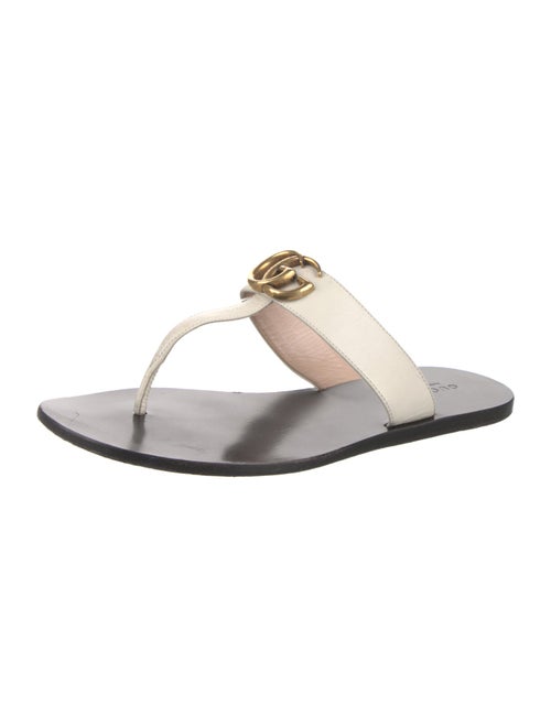 Gucci Double G Logo Leather Flip Flops