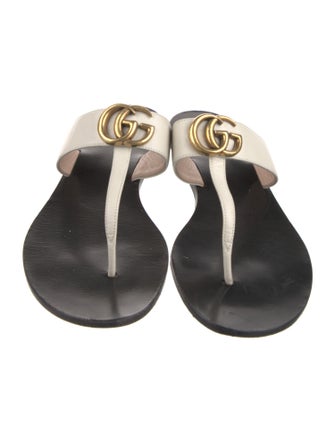 Gucci Double G Logo Leather Flip Flops