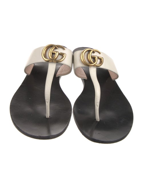 Gucci Double G Logo Leather Flip Flops