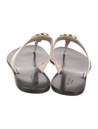 Gucci Double G Logo Leather Flip Flops
