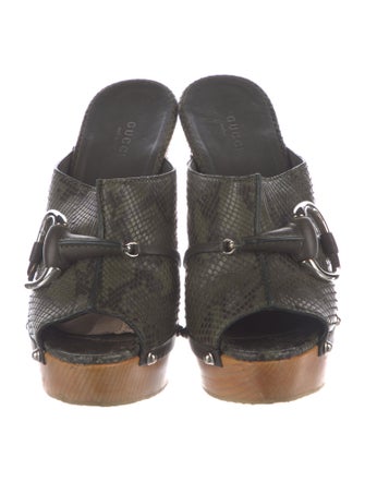 Gucci GG Canvas Snakeskin Mules