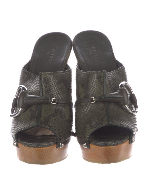 Gucci GG Canvas Snakeskin Mules
