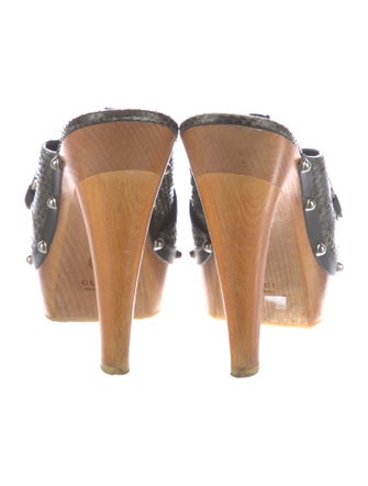 Gucci GG Canvas Snakeskin Mules