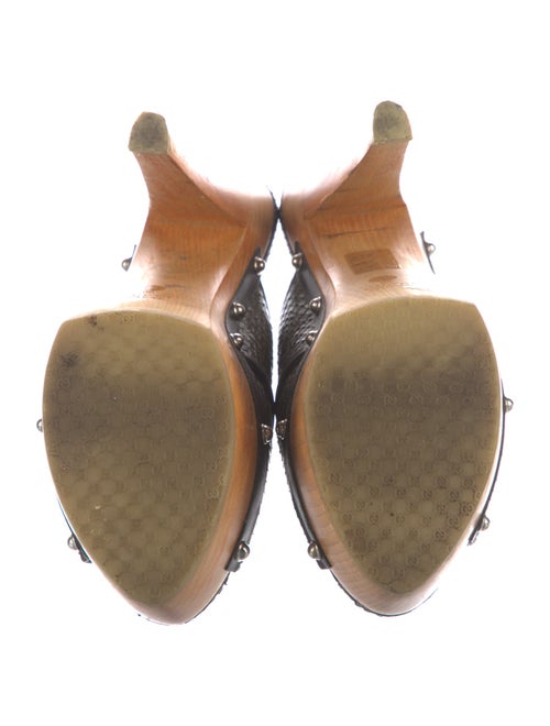 Gucci GG Canvas Snakeskin Mules