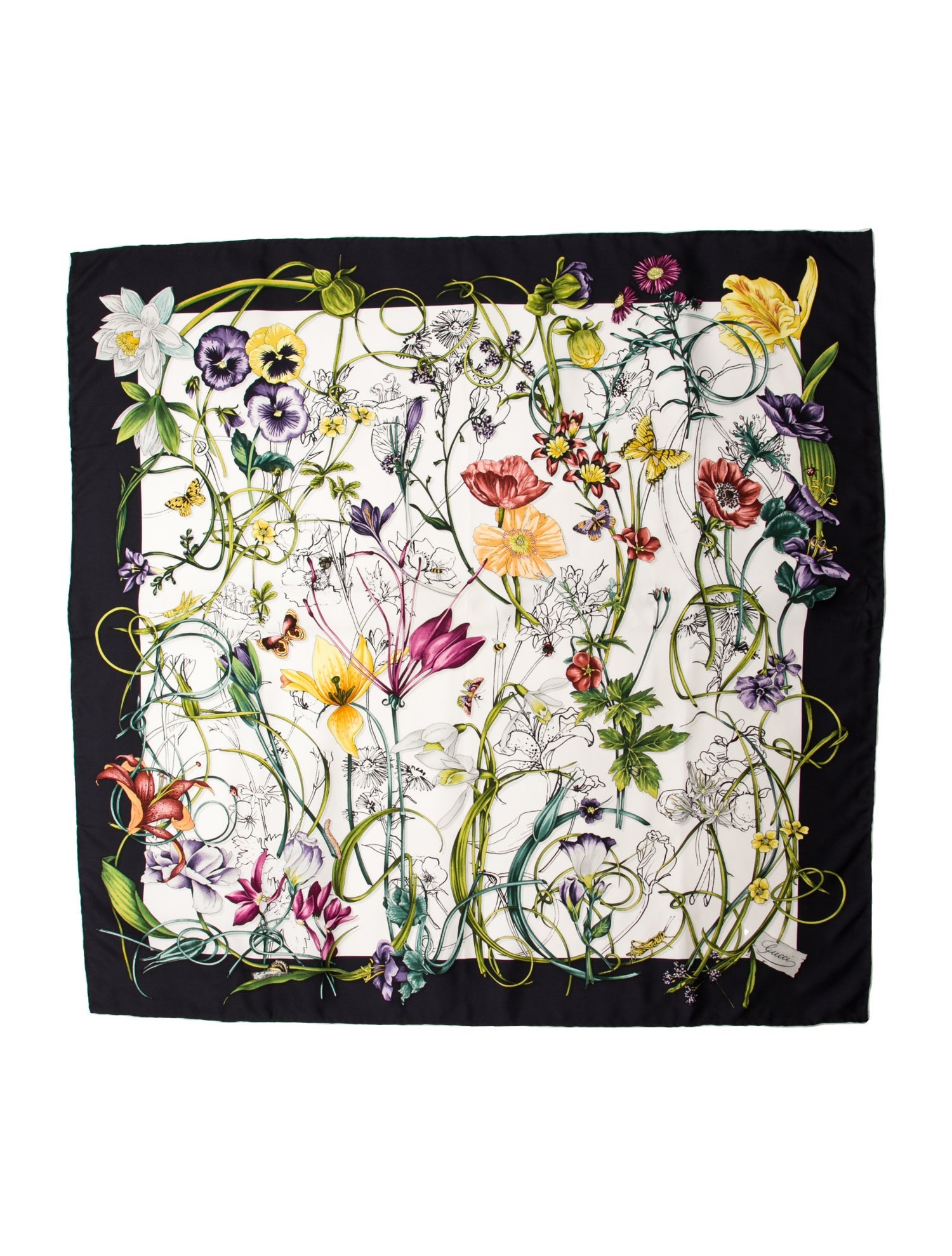 Gucci Silk Floral Print Scarf