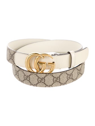 Gucci GG Supreme Leather Trim Embellishment Belt