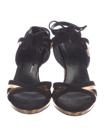 Gucci Suede Leather Trim Embellishment Sandals