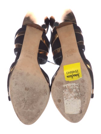 Gucci Suede Leather Trim Embellishment Sandals