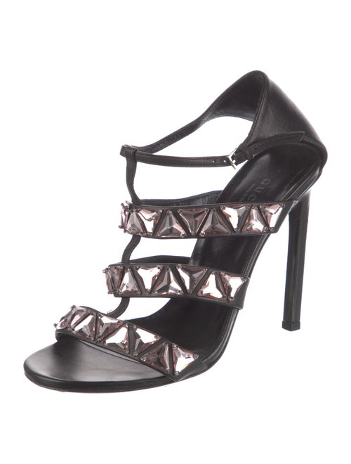 Gucci Leather Crystal Embellishments Gladiator Sandals