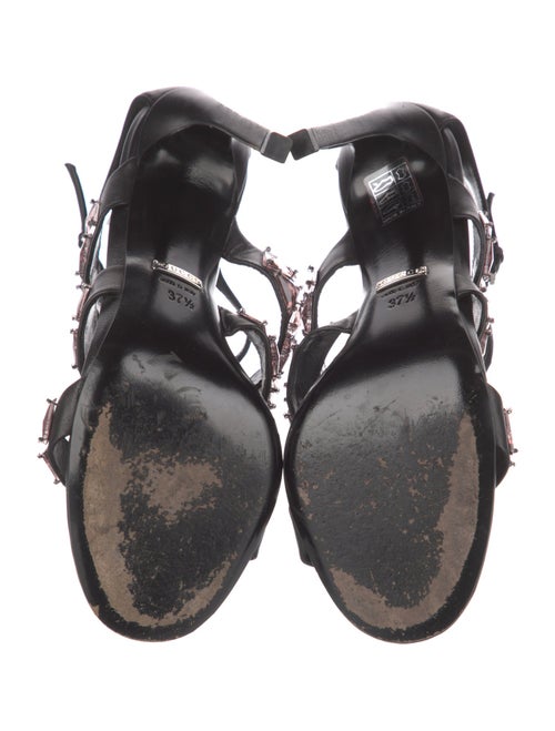 Gucci Leather Crystal Embellishments Gladiator Sandals