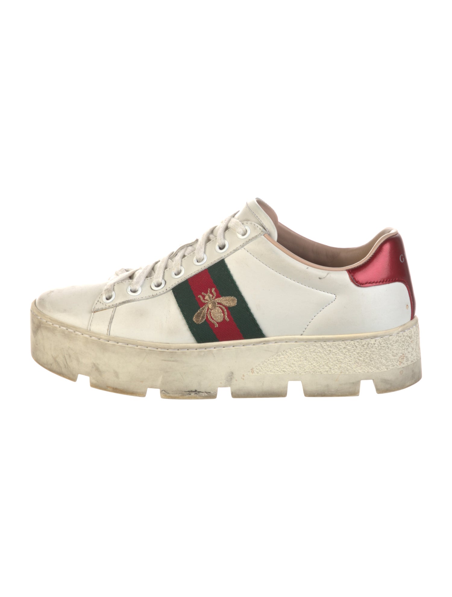 Gucci Web Accent Leather Sneakers