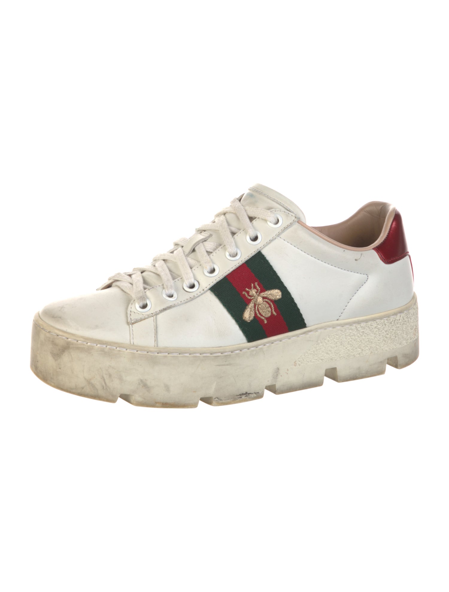 Gucci Web Accent Leather Sneakers
