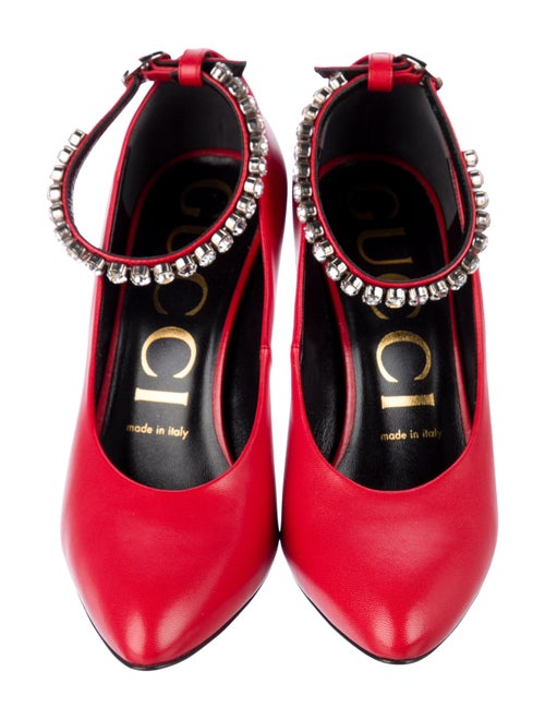 Gucci Leather Crystal Embellishments Pumps