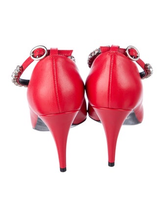 Gucci Leather Crystal Embellishments Pumps