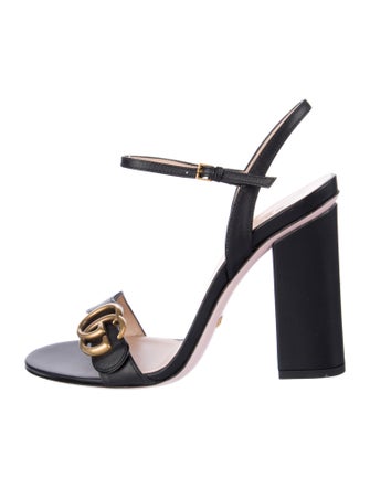 Gucci Double G Logo Leather Sandals
