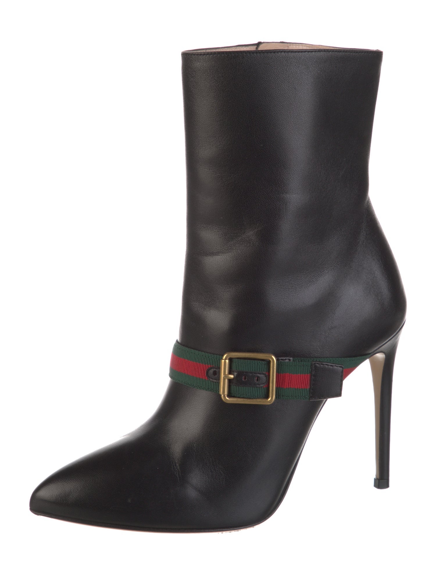 Gucci Web Accent Leather Boots