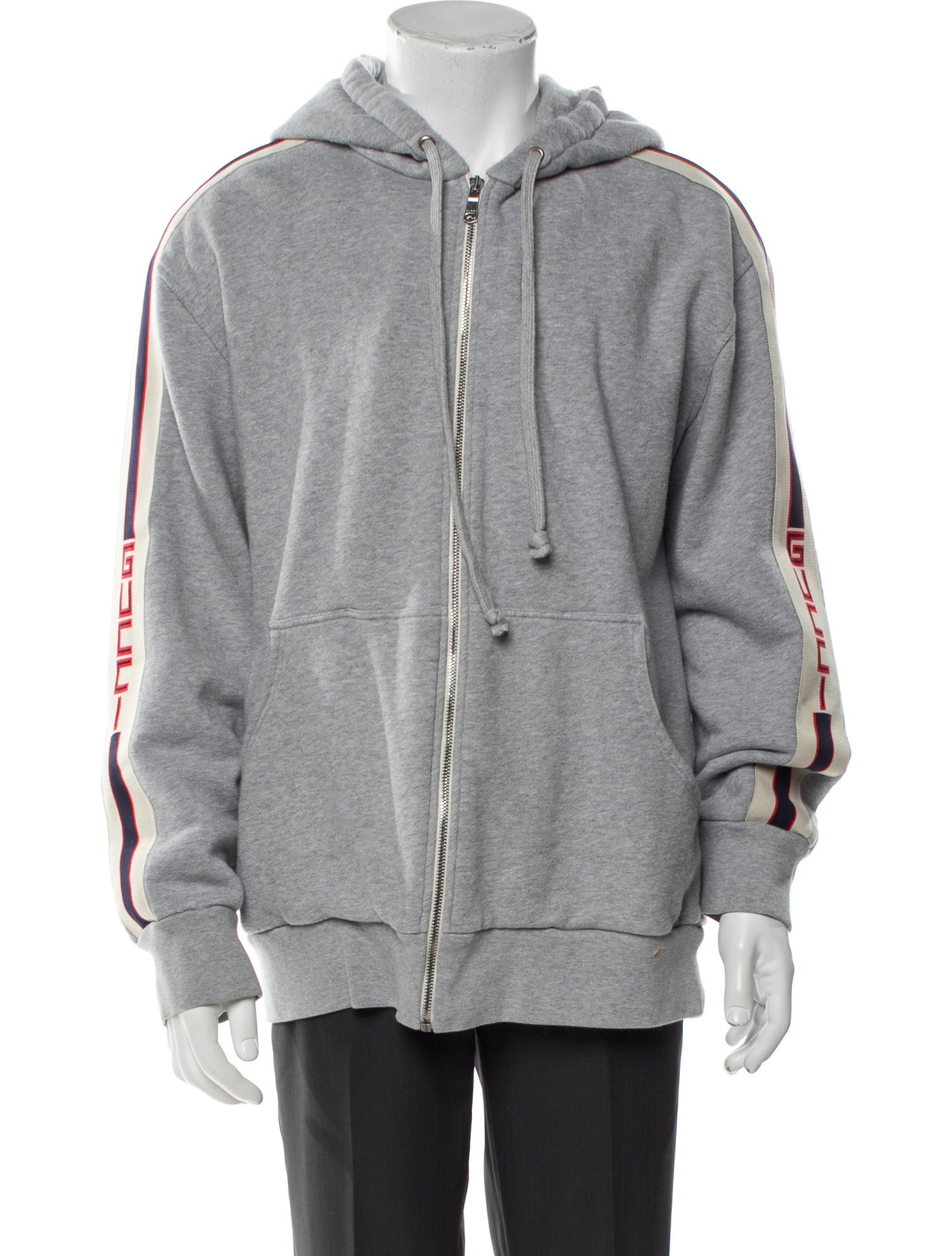 Gucci Sylvie Web Accent V-Neck Hoodie