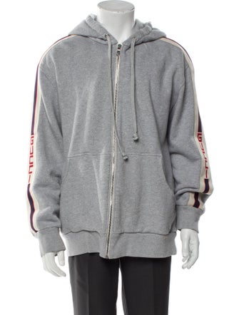 Gucci Sylvie Web Accent V-Neck Hoodie