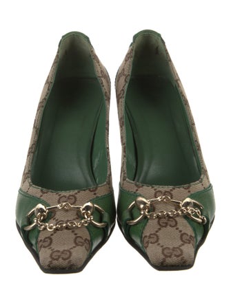 Gucci GG Canvas Leather Pumps