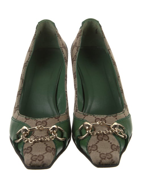 Gucci GG Canvas Leather Pumps